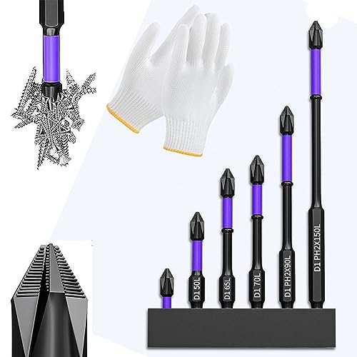 Hohe Härte und Starker Magnetischer Bit, Magnetische Schraubendreher Bit Set Anti-Shock Anti-Rutsch, Schlagschrauber Bits Set, Magnetic Screwdriver Bit Set (1 Set / 6 Stück) von LITHYC