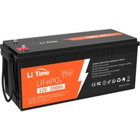 Litime - 12V 200Ah plus Akku Lithium LiFePO4 Batterie mit 200A bms, Max 2560W Ausgangsleistung, 400015000 Deep Cycles, 10 Jahre Lebensdauer, Perfekt von LITIME