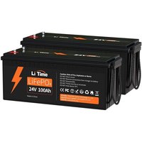 Litime - 24V 100Ah Lithium Batterie Akku mit 100A bms, Max. 2560Wh Energie, 10 Jahre Lebensdauer, idealer Ersatz für Blei-Säure, AGM-Batterie, von LITIME
