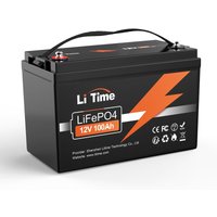 Litime - 12V 100Ah LiFePO4 Batterie Lithium Akku 100A bms 1280Wh 4000-15000 Tiefzyklus-Standby-Stromversorgung, passend für Solarenergie und von LITIME