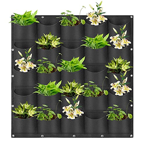 LITLANDSTAR Hängende Pflanzbeutel, 25 Taschen Hängende vertikale Gartenwand Pflanzer Pflanzbeutel Blumenbepflanzungsbehälter Wandmontierter Garten Hängende Pflanzer Outdoor Indoor Growbeutel, Schwarz von LITLANDSTAR