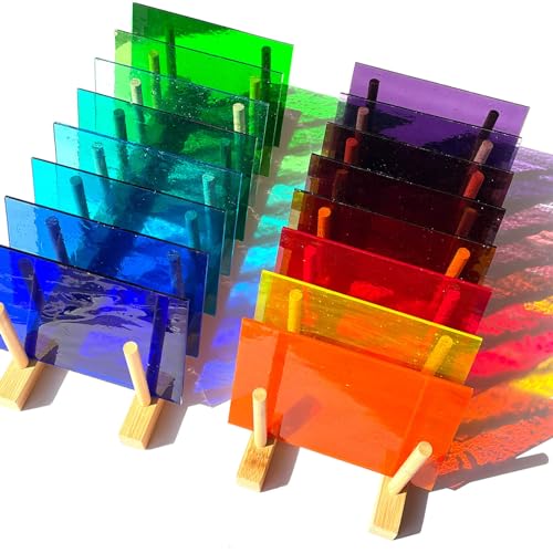 LITMIND 16 transparente Buntglasplatten, Variety Pack, 10,2 x 15,2 cm, Mosaik-Glasfliesen zum Basteln, verschiedene Farben, Kathedralkunstglas, Glasplatten für Buntglas-Projekte (transparent) von LITMIND
