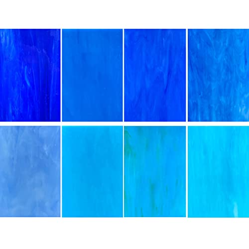 LITMIND Glasmosaikfliesen zum Basteln, 10,2 x 15,2 cm, Glasmosaikfliesen zum Basteln, Kunstglas-Set, gemischte Farben, Glas und Texturen (Blautöne), 8 Bögen von LITMIND