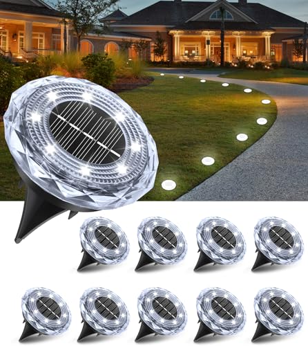 10 Stück Solar Bodenleuchten Aussen, 8 LED Solarleuchten Wasserdicht Boden Solarleuchten,Solarlampe für Außen Garten Rasen Auffahrt Gehweg Patio Hof Terrasse,Kaltweiß 10 Stück Solar Bodenleuchten Aussen, 8 LED Solarleuchten Wasserdicht Boden Solarleuchten,Solarlampe für Außen Garten Rasen Auffahrt Gehweg Patio Hof Terrasse,Kaltweiß von LITOHOM