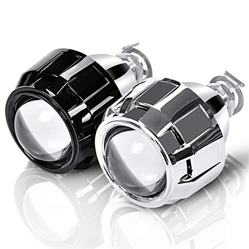 Angel Eyes Auto Scheinwerfer 2 stücke 2,5 zoll Universal BI Xenon HID Projektor Linse Silber Schwarz Shroud H1 Xenon LED Birne H4 H7 Motorrad Auto Scheinwerfer (Color : 2pcs Black LHD) von SOLBUM