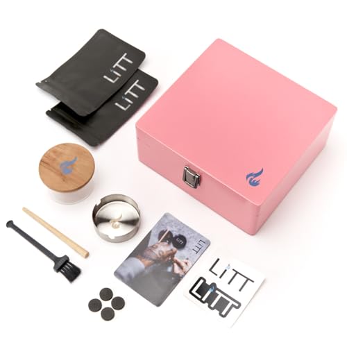 LITT Stash Box - Smoking Accessories Storage 3 Compartment Handcrafted Organizer | Lifestyle Accessory (Pink) von LITT
