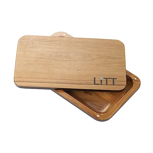 LiTT Stash Rolltablett aus Holz mit Magnetdeckel, clevere Art, sicher in der Ablageschale zu rollen, halten Sie Ihr Zubehör versteckt (groß) von LITT