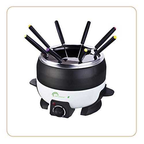 LITTLE BALANCE 8260 Happy Fondue 8, Fondue-Gerät 8 Personen, Caquelon Antihaft Grossinhalt 2 Liter, 800 W, Schwarz & Weiss von LITTLE BALANCE