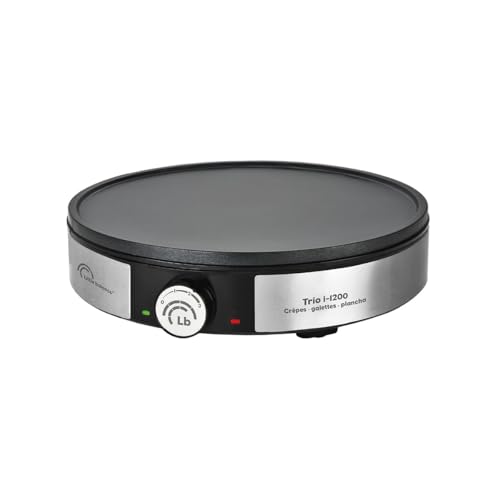 LITTLE BALANCE 8383 Maxi-Crêpes Trio i-200 – Crêpes-Pfanne 3 in 1 – Crêpes-Pfannen, Grillplatte, verstellbarer Thermostat – 1200 W – Edelstahl-Finish von LITTLE BALANCE