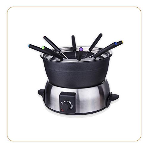 LITTLE BALANCE 8386 Gourmet 8 Fondue-Gerät, Edelstahl/Schwarz von LITTLE BALANCE