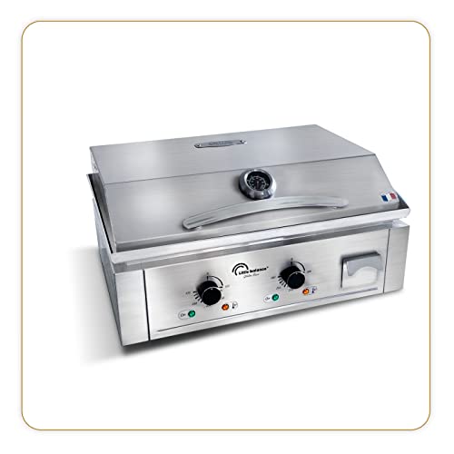 LITTLE BALANCE 8473 Aquitaine Pro Plus, elektrische Grillplatte, 2 Kochzonen, Deckel, 3500 W, hergestellt in Frankreich, komplett Edelstahl von LITTLE BALANCE