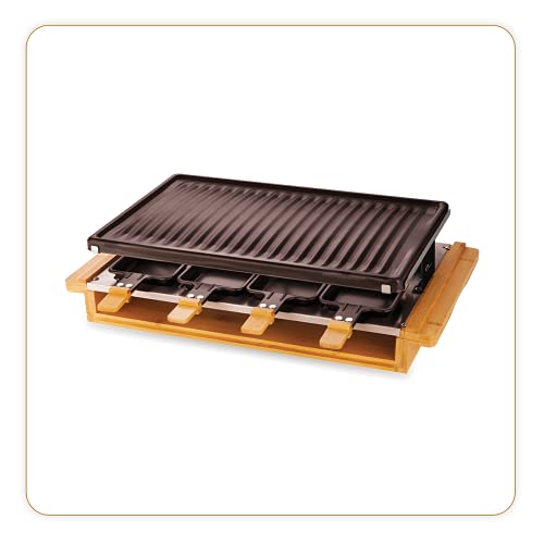 LITTLE BALANCE 8501 Premium Bambus 8, Raclette Grill 8 Personen, Antihaftbeschichtung, 1200 W, echter Bambus von LITTLE BALANCE