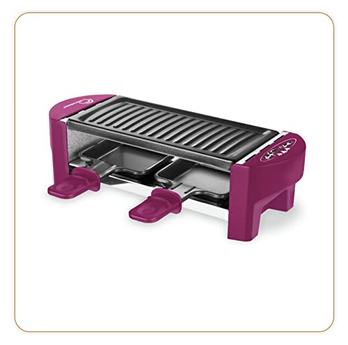 LITTLE BALANCE 8615 Raclette 2 Meuuh…, Raclettegerät für 1/2 Personen, abnehmbarer Grill, 2 Spatel + 2 Brettchen, Antihaftbeschichtung, 1 oder 2 Personen, 320 W, Pflaume, Dunkelviolett von LITTLE BALANCE