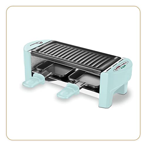 LITTLE BALANCE 8617 Raclette 2 Meuuh…!, Raclette 1/2 Personen, abnehmbarer Grill, 2 Spatel + 2 Bretter, Antihaftbeschichtung, 1 oder 2 Personen, 320 W, hellblau von LITTLE BALANCE