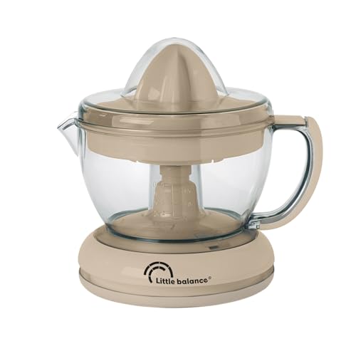 LITTLE BALANCE 8832 Little Juice Elektrische Zitruspresse, großes Fassungsvermögen 0,7 l, doppelte Drehung, 2 austauschbare Kegel, kompaktes Format, 40 W, Beige von LITTLE BALANCE