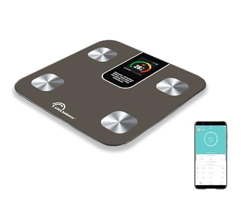 LITTLE BALANCE 8837 IC-X4-TFT, Personenwaage, XXL-Farbdisplay, vernetzte Körperwaage, intelligente Personenwaage mit App, ohne USB-C-Batterie, 4 Elektroden, 22 Messungen, 180 kg/50 g von LITTLE BALANCE