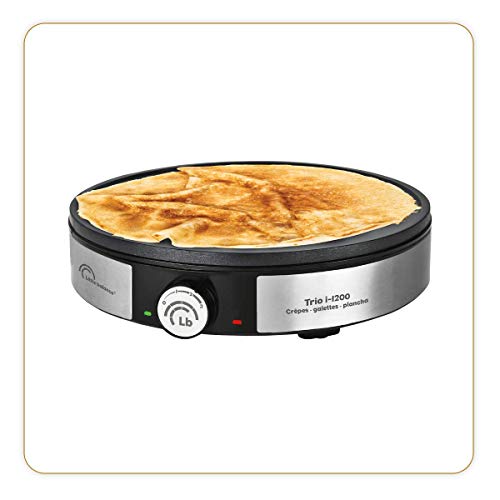 LITTLE BALANCE 8383 Maxi-Crêpes Trio i-200 – Crêpes-Pfanne 3 in 1 – Crêpes-Pfannen, Grillplatte, verstellbarer Thermostat – 1200 W – Edelstahl-Finish von LITTLE BALANCE