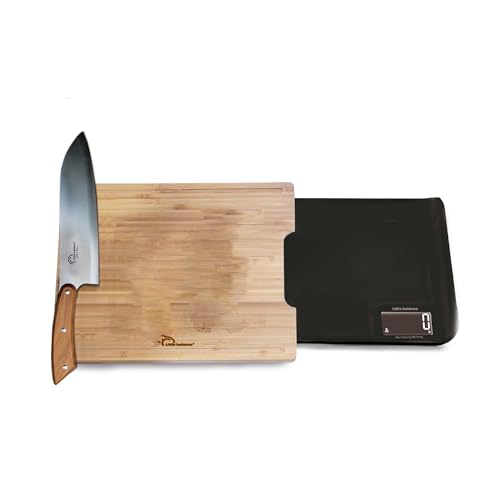 LITTLE BALANCE 8399 Chef 5 Trio USB Küchenwaage, Wiederaufladbar USB, 3-in-1 Waage, Schneiden, Wiegen, Ausgießen, alles in einer einzigen Küchenwaage, 5 kg, Schwarz & Bambus von LITTLE BALANCE