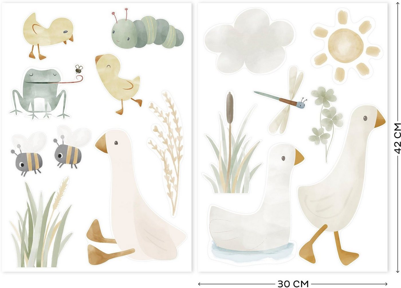 LITTLE DUTCH Wandtattoo Little Dutch Selbstklebende Wandtattoo Set Little Goose (Set, 2 St), Little Dutch - Luxuriöse Wandaufkleber - Kleine Gans - 2x 42x30cm von LITTLE DUTCH