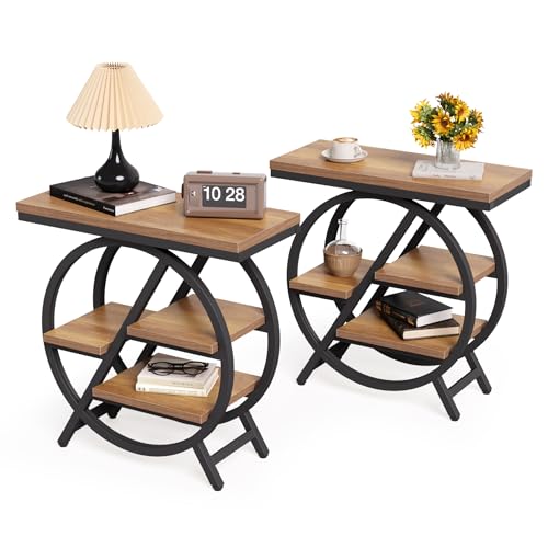 LITTLE TREE Beistelltisch 2er Set Schmaler Beistelltisch mit 4 Etagen Großer Stauraum, Moderner Nachttisch für Wohnzimmer, Home Office, Schlafzimmer, Natur LITTLE TREE Beistelltisch 2er Set Schmaler Beistelltisch mit 4 Etagen Großer Stauraum, Moderner Nachttisch für Wohnzimmer, Home Office, Schlafzimmer, Natur von LITTLE TREE