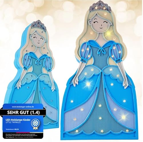 ELSA - Kinder Nachtlicht aus Kiefernholz – Dimmbar, Timer, Warmes & Angenehmes Licht – Kinderzimmer Deko-Lampe, Leselampe & Schlummerlicht, Prinzessin Blau ELSA - Kinder Nachtlicht aus Kiefernholz – Dimmbar, Timer, Warmes & Angenehmes Licht – Kinderzimmer Deko-Lampe, Leselampe & Schlummerlicht, Prinzessin Blau von LITTLE TWINKLES