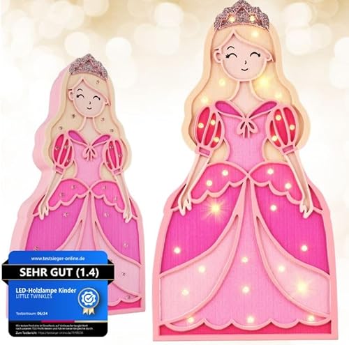 Kinder Nachtlicht aus Kiefernholz – Dimmbar, Timer, Warmes & Angenehmes Licht – Kinderzimmer Deko-Lampe, Leselampe & Schlummerlicht, Prinzessin Pink Kinder Nachtlicht aus Kiefernholz – Dimmbar, Timer, Warmes & Angenehmes Licht – Kinderzimmer Deko-Lampe, Leselampe & Schlummerlicht, Prinzessin Pink von LITTLE TWINKLES
