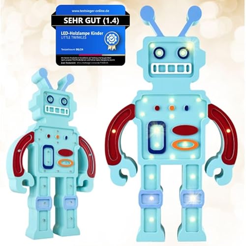 Kinder Nachtlicht aus Kiefernholz – Dimmbar, Timer, Warmes & Angenehmes Licht – Kinderzimmer Deko-Lampe, Leselampe & Schlummerlicht, Roboter Kinder Nachtlicht aus Kiefernholz – Dimmbar, Timer, Warmes & Angenehmes Licht – Kinderzimmer Deko-Lampe, Leselampe & Schlummerlicht, Roboter von LITTLE TWINKLES