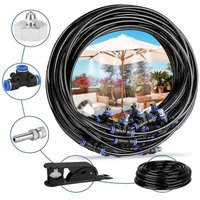 Terrassen-Sprühsystem, 20 m langes Garten-Sprühsystem mit 20 Düsen, robustem Schlauch und abnehmbaren Düsen für Garten, Terrasse, Trampolin und Terrassen-Sprühsystem, 20 m langes Garten-Sprühsystem mit 20 Düsen, robustem Schlauch und abnehmbaren Düsen für Garten, Terrasse, Trampolin und von LITZEE