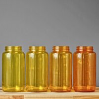 Bemalter Mason Jar Canisters, Shades Of Yellow Glass Vase Und Orange Glas von LITdecor