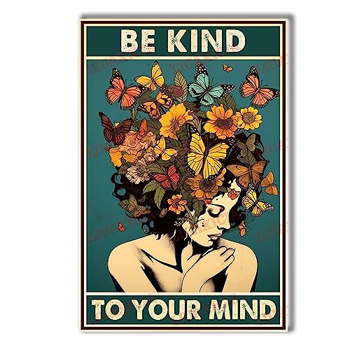 LIUAXICIA Kunstdruck auf Leinwand, abstrakte Wandkunst, Aufschrift "Be Kind To Your Mind,As Kind As Kind As Art As A Flowers" für Wohnzimmer Schlafzimmer, 30,5 x 45,7 cm, ohne Rahmen von LIUAXICIA