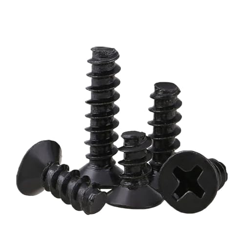 LIUCH 100 teile/los Kreuzschlitz Senkkopf selbstschneidende Schraube M1 M1.2 M2 M2.3 M2.6 M3 M4 M5 Schwarz Carbon Stahl Mini Schraube(16mm x100pcs,M2.6) von LIUCH