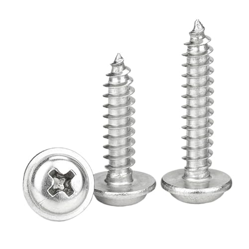 LIUCH 100 teile/los M1.4 M1.7 M2.6 M3 M3.5 M4 M5 A2-70 Edelstahl PWA Pan Rundkopf Mit Unterlegscheibe selbstschneidende Schraube(16mm x100,M2.6) von LIUCH
