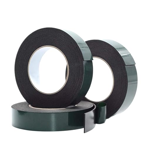 LIUCH 10M PE-Schaum Doppelseitiges Klebeband 8-50cm Breite Verdickter Schwamm Grüne Folie Schwarz Stoßfest Wasserdicht Super Starkes Band(1MM_50MM) von LIUCH