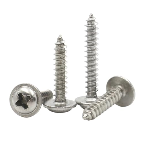 LIUCH 20/50/100/200 Stück M1.4 .7 M2.6 M3 .5 M4 M5 304 Edelstahl Kreuzschlitz-Blechschraube mit rundem Kopf und Unterlegscheibe(20mm,M3.0 x50pcs) von LIUCH