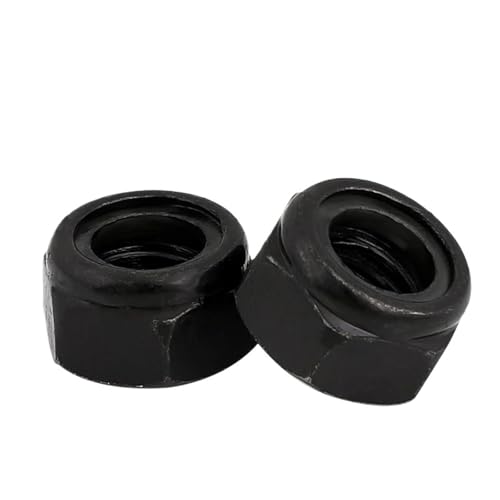 LIUCH DIN985 M2 M2.5 M3 M4 M5 M6 M8 M10 M12 M14 M16 Mutter Weiß Schwarz Zink Vernickelt Kontermutter Rutschfeste selbstsichernde Mutter Verriegelungskappe(Black zinc,M3(50pcs)) von LIUCH