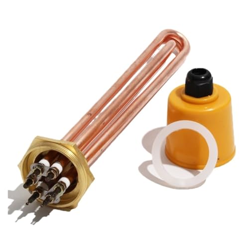 LIUCH DN32 (41mm) Kupferrohr 110V/220/380 Heizelement mit Gewinde für Thermostatheizung 3KW/4,5KW/6KW/9KW/12KW (Gold, 110V_9KW 285L DN32) von LIUCH