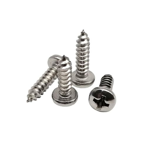 LIUCH M1 M1.2 M1.4 M1.7 M2 M2.2 M2.6 M3 M3.5 M4 M5 M6 Mikrokleine selbstschneidende Kreuzschlitzschraube aus Edelstahl 304 mit rundem Kopf(16mm,50pcs M2.9) von LIUCH