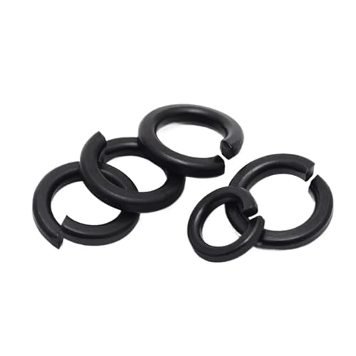 LIUCH M2 M2.5 M3 M4 M5 M6 M8 M10 M12 M14 M16 M18 M20 M22 M24 M27 M30 Schwarze Federscheibe aus Stahl der Güteklasse 8.8, geteilte elastische Dichtung(M5-50pcs) von LIUCH