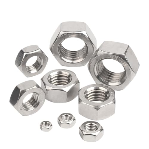 LIUCH M3-M20 Metrische Sechskantmutter mit Linksgewinde, Edelstahl 304, Sechskantmutter mit umgekehrtem Gewinde, Sechskantmuttern mit Linkszahn(M3 (50pcs)) von LIUCH