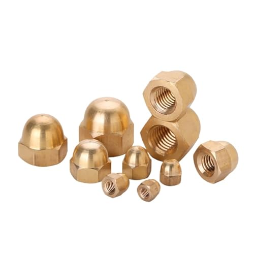 LIUCH M3 M4 M5 M6 M8 M10 M12 M14 M16 M18 M20 Messing-Hutmuttern Kupferbronze Messing-Hutmutter Eichel-Kuppelkopf-Sechskantmuttern(M4-10pcs) von LIUCH