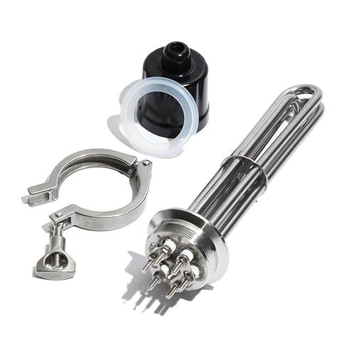 LIUCH Rohrförmiges elektrisches Heizelement 2 Zoll (63 mm) Tri-Clamp for Heizung/Kessel 3 kW, 4,5, 6, 9, 12(Silver,220V_12KW 355L 304SS) von LIUCH