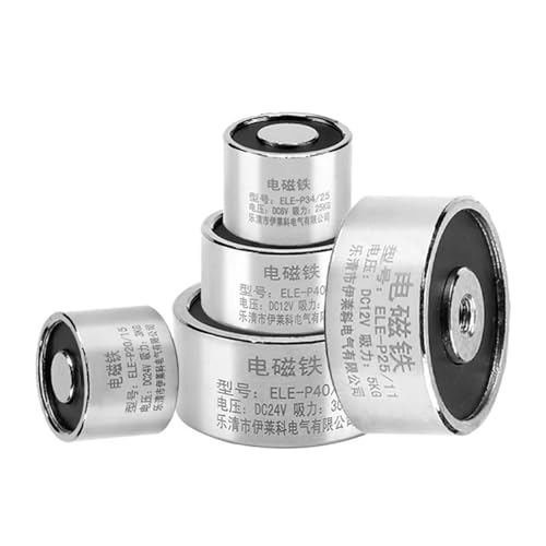 LIUCH Saugkraft 1,5~120 kg 15~1200 N Starker Elektromagnet Solenoid DC 12 V Elektromagnet Kleiner Elektromagnet mit 24-V-Spule 12/24 Volt(D20H25mm 5KG,DC 12V) von LIUCH