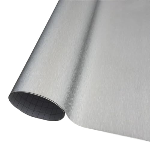 LIUCHUCHU Autofolie Vinyl Wrap Film Matt Gebürstet Metallic Auto Wrapping Folie Aufkleber Auto Folie(Silver,152X30 cm) von LIUCHUCHU