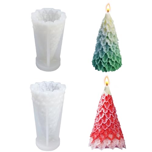 LIUCONGBD 2 Stück Silikonform Weihnachten Formen Kerzen, Weihnachtsbaum Kerzenform Gießformen, Selber Machen Set DIY Handwerkliche für Aromatherapie Kernen Herstellung Seife von LIUCONGBD