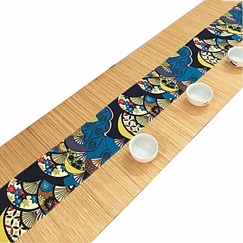 LIUDAN Vintage-Tischläufer aus natürlichem Bambus im japanischen Stil, rutschfeste Tischsets für Bauernhaus/Zuhause/Teestube, (Color : Style3, Size : 30×350cm/12 ×138in) von LIUDAN