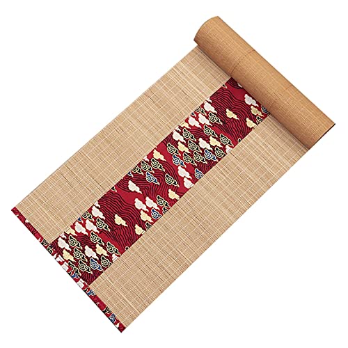 LIUDAN Wasserdichter Vintage-Bambus-Tischläufer, japanischer Stil, hitzebeständiges, rutschfestes Tischset, 300/250/210/180/150/120/90 cm lang (Color : Red, Size : 30×120cm/12 ×48in) von LIUDAN