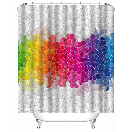 LIUDONG TAOLU 100% Polyester Stoff Duschvorhang Anti-Schimmel 200x200 cm Wasserdicht Shower Curtain 3D Modern Abstract Rainbow Marmor Badvorhang Waschbar Duschvorhänge für Badzimmer mit 12 Rings von LIUDONG