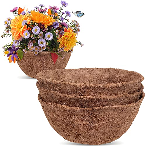 4 Stück Kokoseinlage für Blumenampel, Blumenampel HäNgekorb Pflanzen HäNgeköRbe FüR Pflanzen FüR Garten Blumentopf Hanging Basket Blumenampel Außen,16 in von LIUFANDD