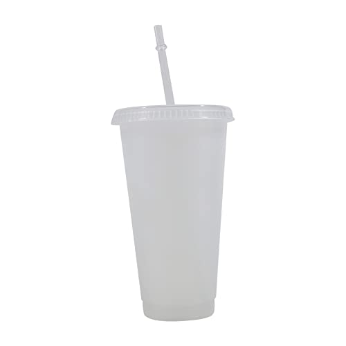 Becher mit Strohhalm und Deckel, Wasserflasche, Eiskaffee, Reisebecher, wiederverwendbare Plastikbecher, perfekt für Partys, Geburtstage, 700 ml von LIUGOU