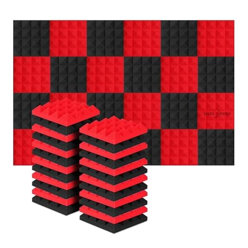 24Pcs 25x25x5cm Studio Akustische Schalldichte Schaum Noise Isolierung Sound Absorption Behandlung Panels Schwarz Und Blau Für Auto, Studio, Zuhause(12Black12Red) von LIUHLFSR